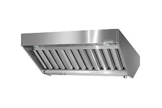 Зонт приточно-вытяжной полуоткрытый ЗППн - 1200x2000x400 Norma Inox, островной (к-т светильников)