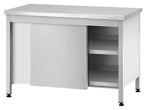 Стол производственный закрытый СПЗп - 1500x600x860 Profi Ral, двери-купе, полка сплошная