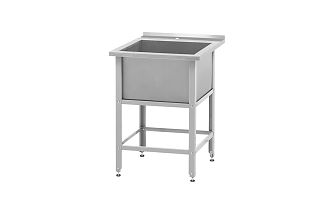 Ванна моечная ВМСн - 800 (800x800x860) Norma Inox, 1 м/о 700x700x400 (полка с отверстием, борт; ножка угловая)