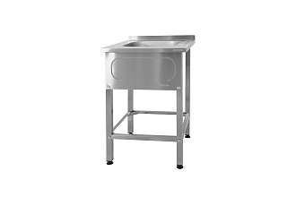 Ванна моечная цельнотянутая ВМЦн - 700x700x860 Norma Inox, 1 м/о 500x500x300, борт, отв. д/смесит., экран (ножка профильная, тр. 40x40)