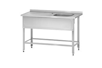 Ванна с рабочей поверхностью РПЦн - 1200x600x860 Norma Inox, правое 1 м/о 500x400x250, борт, отв. д/смесит., экран (ножка угловая)