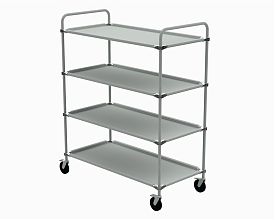 Транспортная тележка с 4мя полками 615x1560x1270мм ESD (RAL7035)