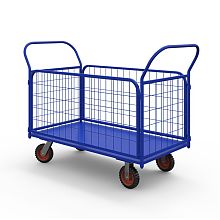 Тележка платформенная с сетчатыми бортами ТС 7 (800х1400) г/п 600 кг.160 литая протекторная резина