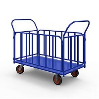 Тележка платформенная с трубчатыми бортами ТБ 1 (г/п 700 кг, 800x500 мм, колеса литая протекторная резина 200 мм)